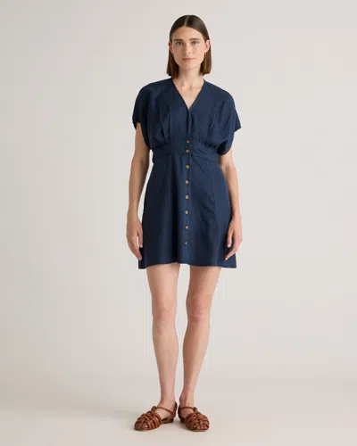 Quince Women's Vintage Wash Tencel Button Front Dress In Midnight Blue