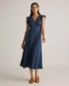 Quince Women's Vintage Wash Tencel Button Front Midi Dress In Midnight Blue