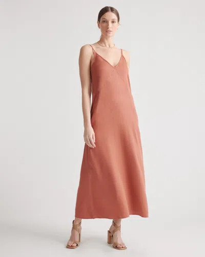 Quince Women's Vintage Wash Tencel Maxi Slip Dress In Terracotta