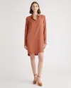 Quince Women's Vintage Wash Tencel Roll Sleeve Tunic Dress In Terracotta