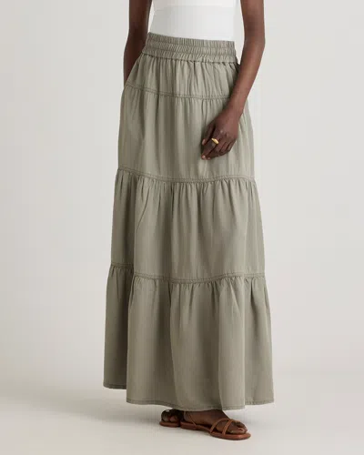 Quince Women's Vintage Wash Tencel Tiered Maxi Skirt In Olive