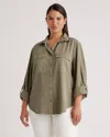 Quince Women's Vintage Wash Tencel Utility Shirt In Olive