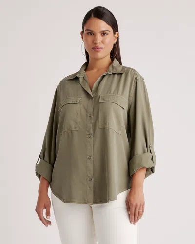 Quince Women's Vintage Wash Tencel Utility Shirt In Olive