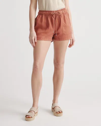 Quince Women's Vintage Wash Tencel Utility Shorts In Terracotta