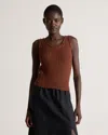 Quince Women's Waffle Cropped Sweater Tank Top In Heather Brown