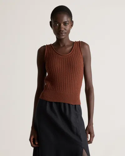 Quince Women's Waffle Cropped Sweater Tank Top In Heather Brown