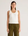 Quince Women's Waffle Cropped Sweater Tank Top In Ivory
