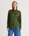 Quince Women's Washable Stretch Silk Blouse In Basil Green
