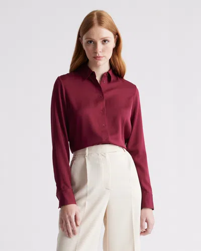 Quince Women's Washable Stretch Silk Blouse In Burgundy