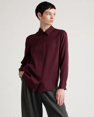 Quince Women's Washable Stretch Silk Blouse In Wine Tasting Red