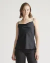Quince Women's Washable Stretch Silk Cowl Neck Cami In Black