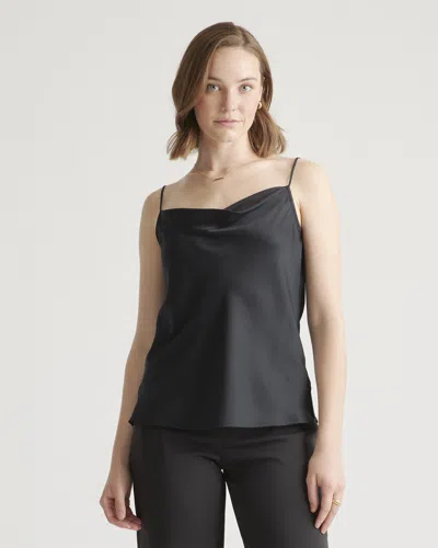 Quince Women's Washable Stretch Silk Cowl Neck Cami In Black
