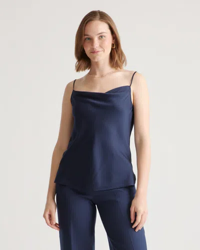 Quince Women's Washable Stretch Silk Cowl Neck Cami In Navy