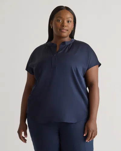 Quince Women's Washable Stretch Silk Dolman Sleeve Blouse In Navy