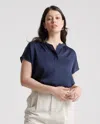 Quince Women's Washable Stretch Silk Dolman Sleeve Blouse In Navy
