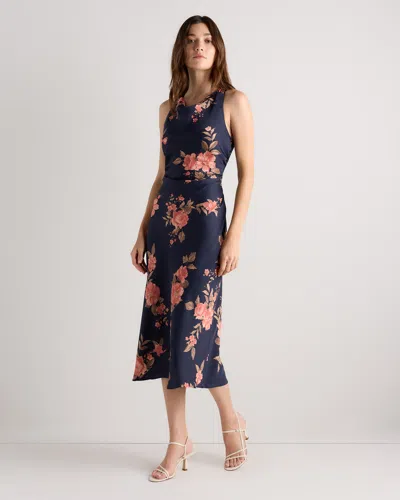 Quince Women's Washable Stretch Silk High Neck Midi Dress
