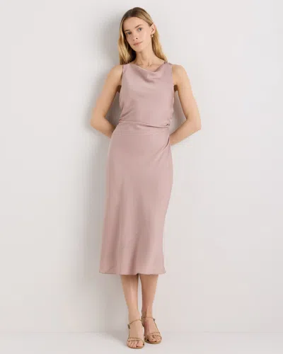Quince Women's Washable Stretch Silk High Neck Midi Dress In Pink