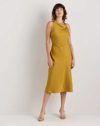 Quince Women's Washable Stretch Silk High Neck Midi Dress In Yellow