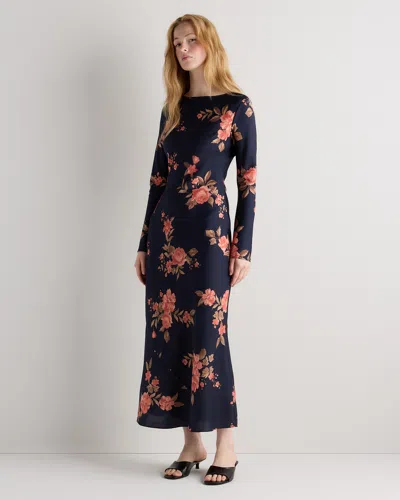 Quince Women's Washable Stretch Silk Long Sleeve Maxi Dress