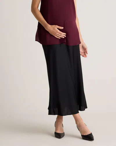 Quince Women's Washable Stretch Silk Maternity Skirt In Black