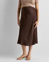 Quince Women's Washable Stretch Silk Maternity Skirt In Brown