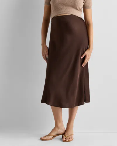 Quince Women's Washable Stretch Silk Maternity Skirt In Brown