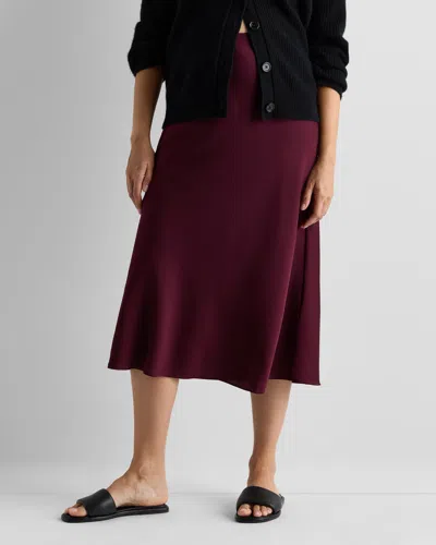 Quince Women's Washable Stretch Silk Maternity Skirt In Wine Tasting Red