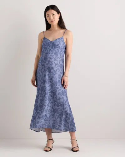 Quince Women's Washable Stretch Silk Maternity Slip Dress In Blue