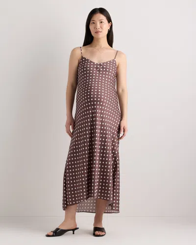 Quince Women's Washable Stretch Silk Maternity Slip Dress In Brown