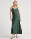 Quince Women's Washable Stretch Silk Maternity Slip Dress In Forest Green