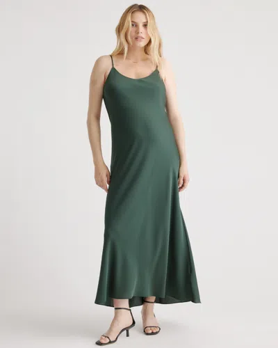 Quince Women's Washable Stretch Silk Maternity Slip Dress In Forest Green