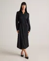QUINCE WOMEN'S WASHABLE STRETCH SILK MAXI SHIRT DRESS