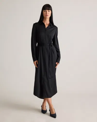 Quince Women's Washable Stretch Silk Maxi Shirt Dress In Black