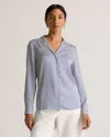 Quince Women's Washable Stretch Silk Notch Collar Blouse