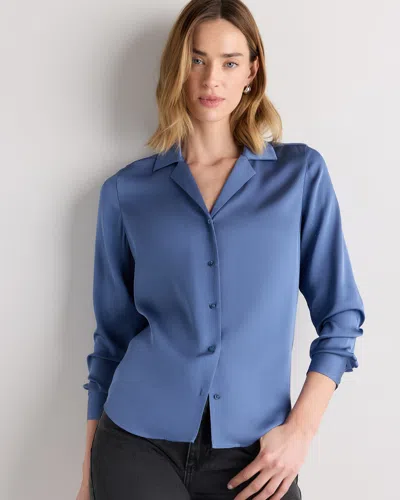 Quince Women's Washable Stretch Silk Notch Collar Blouse