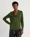 Quince Women's Washable Stretch Silk Notch Collar Blouse In Basil Green