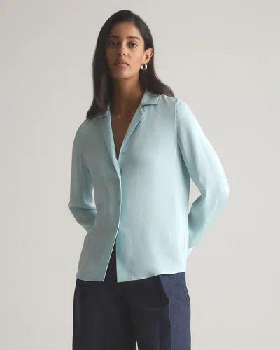 Quince Women's Washable Stretch Silk Notch Collar Blouse In Blue