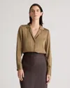 Shop Quince Women's Washable Stretch Silk Notch Collar Blouse In Dogwood
