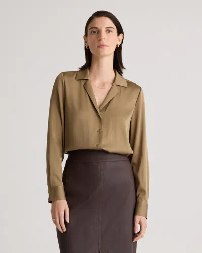 Quince Women's Washable Stretch Silk Notch Collar Blouse In Dogwood
