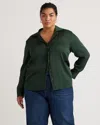 Quince Women's Washable Stretch Silk Notch Collar Blouse In Forest Green
