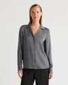 Quince Women's Washable Stretch Silk Notch Collar Blouse In Lava Smoke
