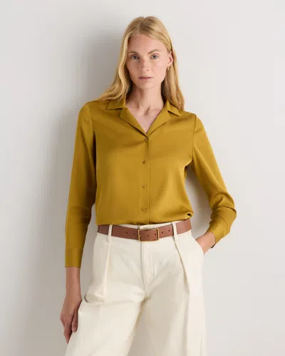 Quince Women's Washable Stretch Silk Notch Collar Blouse In Yellow