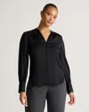 Quince Women's Washable Stretch Silk Peasant Blouse In Black