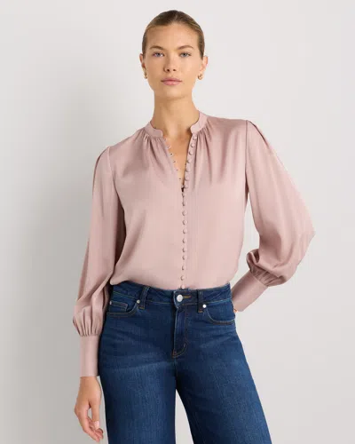 Quince Women's Washable Stretch Silk Peasant Blouse In Pink