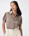 Quince Women's Washable Stretch Silk Puff Sleeve Blouse