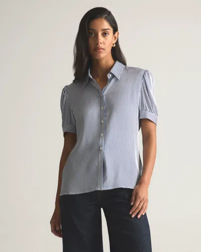 Quince Women's Washable Stretch Silk Puff Sleeve Blouse In Multi