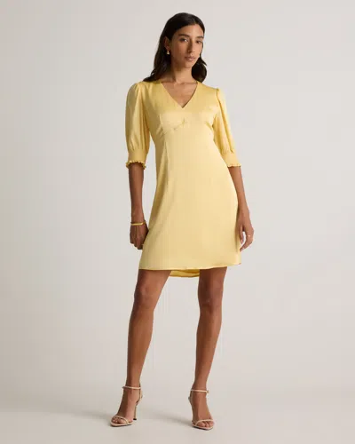 Quince Women's Washable Stretch Silk Puff Sleeve Mini Dress