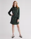 Quince Women's Washable Stretch Silk Shirt Dress In Forest Green