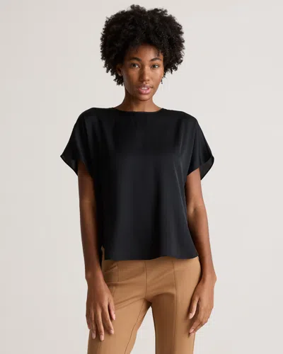 Quince Women's Washable Stretch Silk Split Hem T-shirt In Black