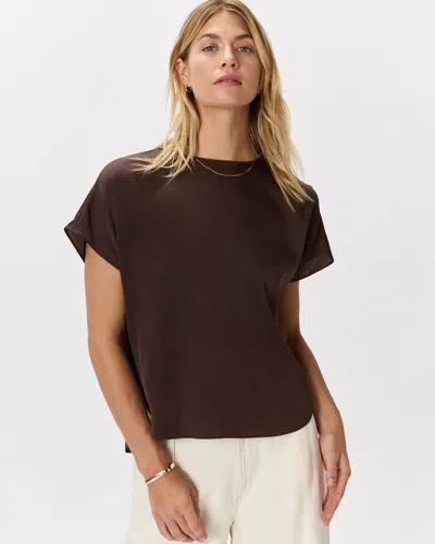 Quince Women's Washable Stretch Silk Split Hem T-shirt In Brown